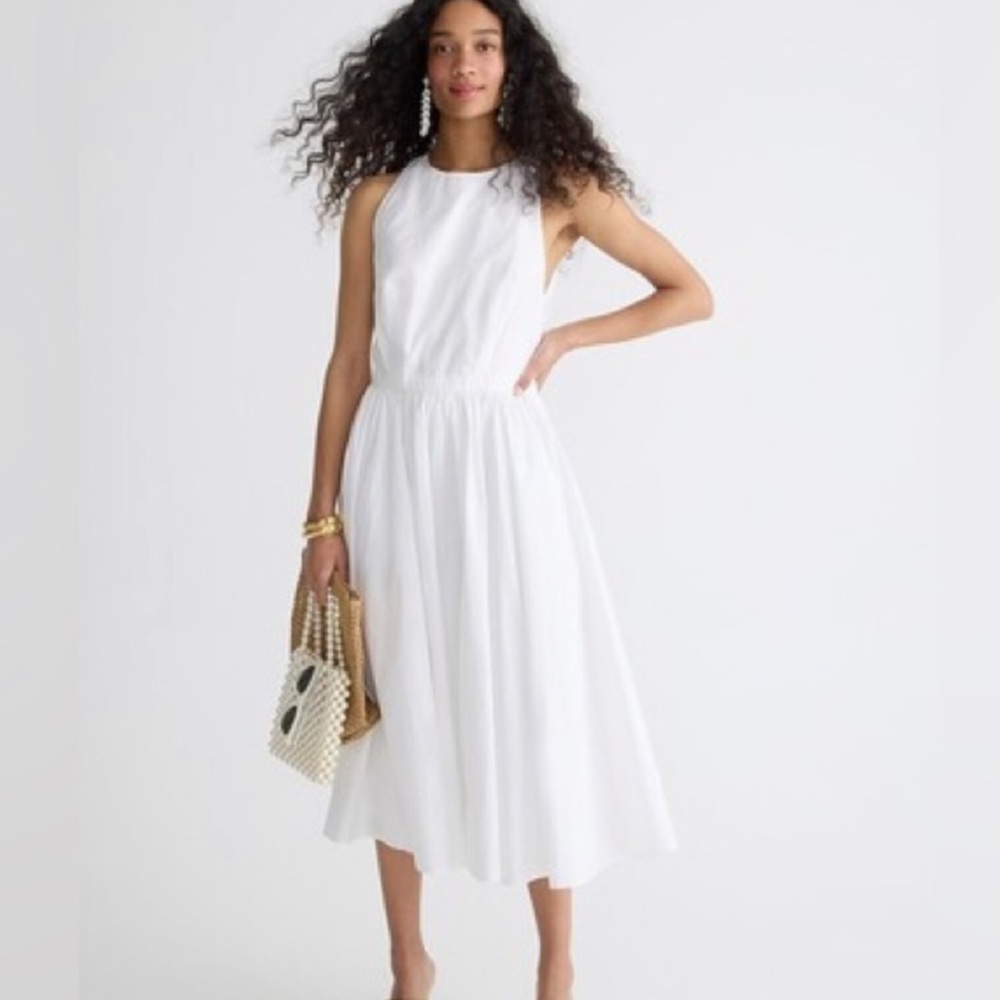 White poplin Jcrew size 4 midi dress